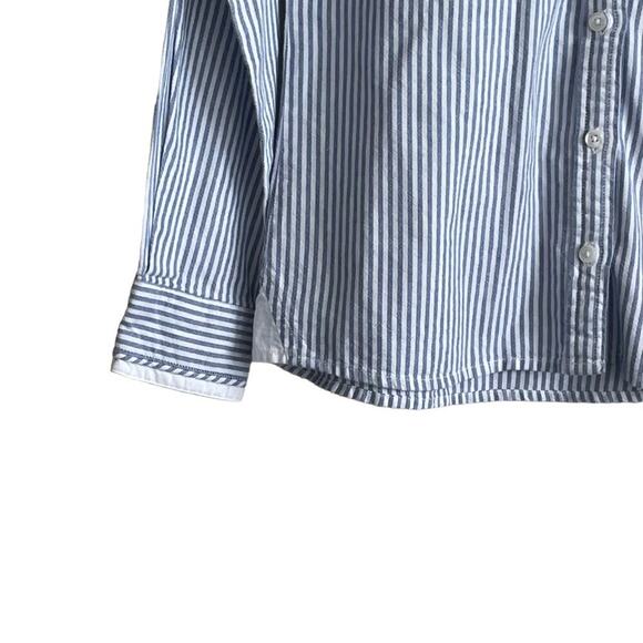 Orvis Women Top 6 Blue‎ White Stripe Cotton Long Sleeve Button Up Preppy Coastal - Picture 5 of 10